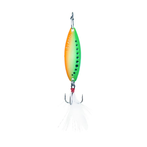 Clam Ribbon Leech Flutter Spoon - 1/4 oz. - Glow Rainbow Lightning